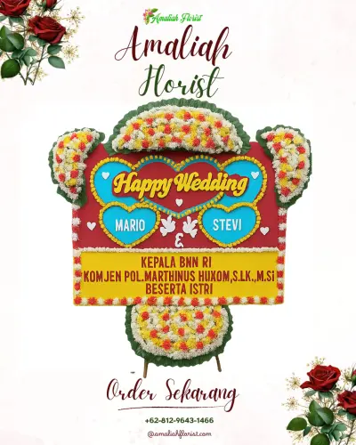 Karangan Papan Bunga Pernikahan di Ranotana Weru
